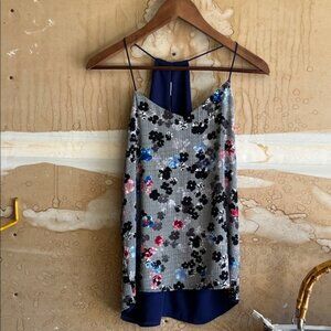 Navy Floral spaghetti straps Top